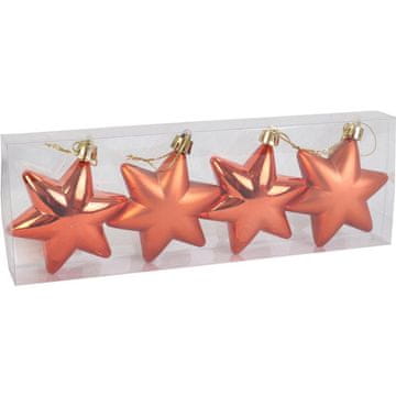 Set od 4 narančastih zvijezda, glatkih plastičnih kuglica, visine 7 cm
