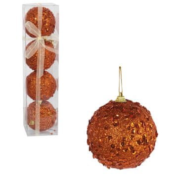 Set od 4 pjenastih kuglica s perlicama 6 cm narančaste