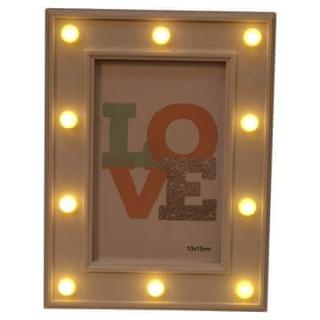 Okvir za fotografije s LED rasvjetom bijeli Elegance 21x15cm