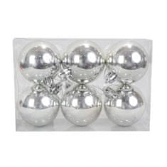 Set od 6 srebrnih plastičnih kuglica promjera 6 cm sa sjajem