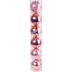 Set od 6 ružičastih ukrasnih plastičnih kuglica promjera 8cm