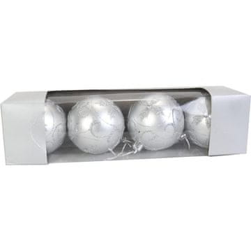 Set od 4 plastičnih kuglica 6 cm, srebrne
