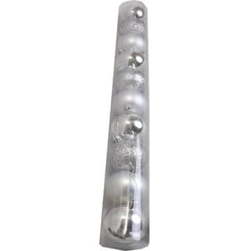 Set od 10 elegantnih plastičnih srebrnih kuglica 6 cm - miješane završne obrade