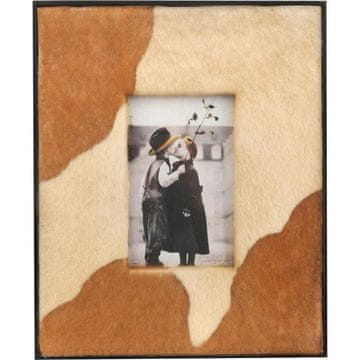 Okvir za fotografije ukrašen kožom, krem-smeđi, 30x25 cm