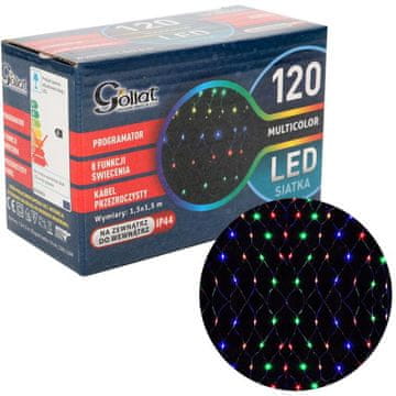 Svjetleća LED mreža multikolor 1,5x1,5m s prozirnim kabelom, vodootporna IP44 za uređenje interijera i eksterijera