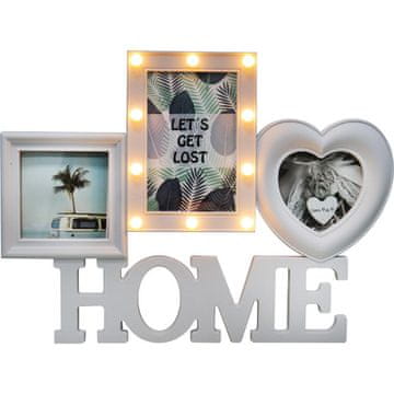 Plastični okvir za fotografije HOME s LED rasvjetom, bijeli