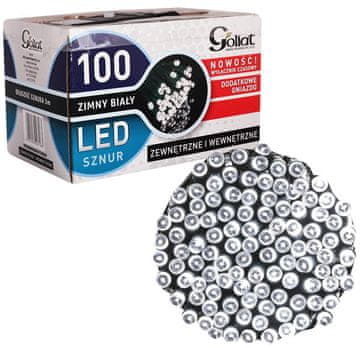 Stabilne božićne lampice s 100 LED dioda, dodatnom utičnicom i timerom, hladno bijela boja, vodootporne, za unutarnju i vanjsku upotrebu, poljska distribucija