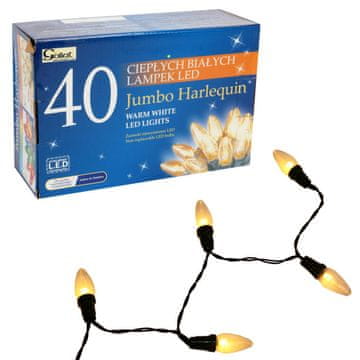 Energoštedne božićne lampice JUMBO - 40 LED svijeća, toplo bijelo svjetlo, 8.9m, mrežno napajanje