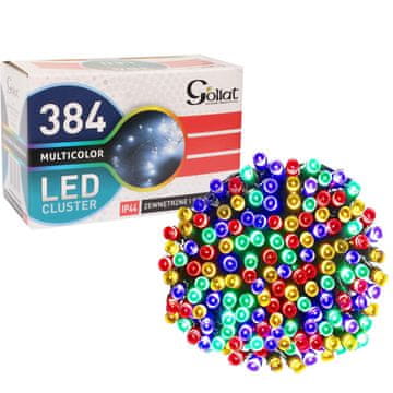 Raznobojne božićne lampice tipa gusjenica - 384 LED, za vanjsku uporabu, IP44, duljina 3m + 2m mrežni kabel.