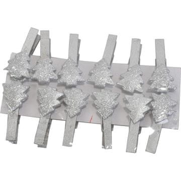 Set od 12 božićnih drvca na štipaljkama 5 cm