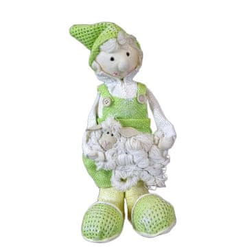 Figurica domaćina s ovcom u velikim čizmama, zeleno-bijela, 33x15cm