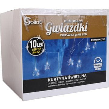 LED svjetlosna zavjesa zvjezdice na baterije s vremenskim prekidačem i prozirnim kablom