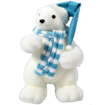 Blagdanska figurica polarnog medvjeda u plavoj kapi i šalu 43 cm