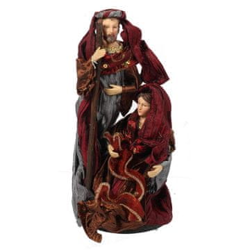Bordo-siva figurica Svete obitelji od lanene tkanine 25cm - božićni ukras