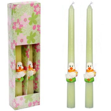 Uskršnje svijeće s figuricama patkica 26cm, bijele, 2 kom.
