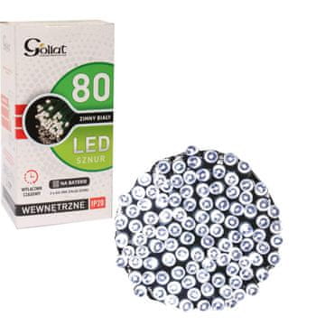 Lampki choinkowe 80 LED na baterije s tajmerom, hladno bijela