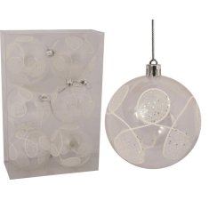 Set od 6 plastičnih kuglica, prozirnih s bijelim ukrasom