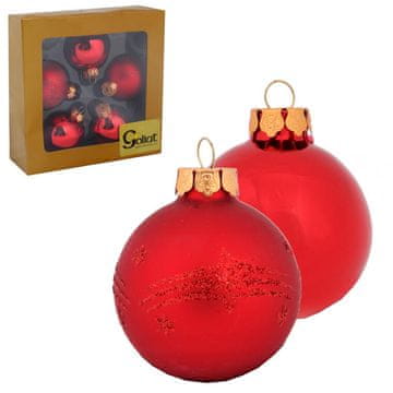 Set od 5 staklenih kuglica za bor, 6 cm, crvene