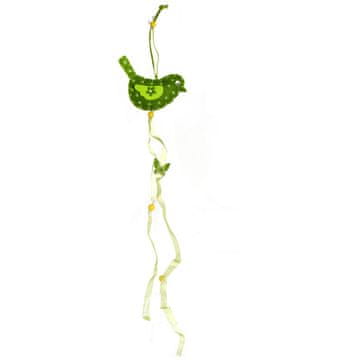 Proljetni privjesak - zelena ptičica od filca s vrpcama, 60 cm