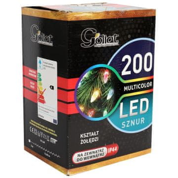 Raznobojne božićne lampice u obliku žira, 200LED, 19m, za vanjsku upotrebu