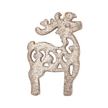 Komplet 3 zlatnih, šljokicama obloženih reindeer privjesaka, 12 cm