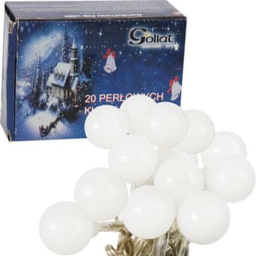Perlene kuglice za božićno drvce, 20 LED, topla bijela boja, visokokvalitetno napajanje iz mreže - GOLIAT