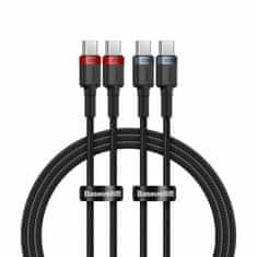 BASEUS USB C-C kabel 1m 100W 20V 5A Cafule pleteni 2 kom crni