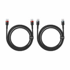 BASEUS USB C-C kabel 1m 100W 20V 5A Cafule pleteni 2 kom crni