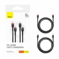 BASEUS USB C-C kabel 1m 100W 20V 5A Cafule pleteni 2 kom crni