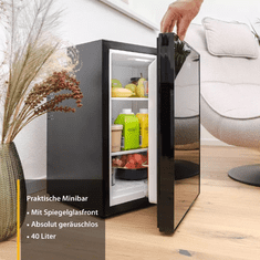 First Austria Hladnjak mini FIRST 35/40L, 22dB, ER: E, crni, staklena fronta