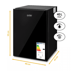 First Austria Hladnjak mini FIRST 35/40L, 22dB, ER: E, crni, staklena fronta