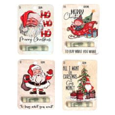 HOME & MARKER® Božićni ukrasi s držačem za novac, drvene kutijice za poklon i bor (set 4 kom) | WEALTHMAS