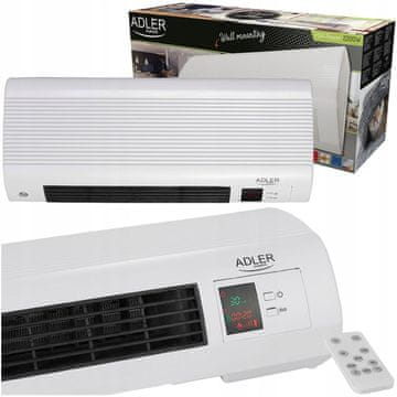 Adler 2000W keramička zidna električna grijaća zračna zavjesa LCD + daljinski upravljač ACTION