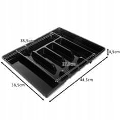 Ruhhy Podesivi organizator pribora za jelo za kuhinjsku ladicu do 44 cm crni