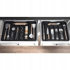 Ruhhy Podesivi organizator pribora za jelo za kuhinjsku ladicu do 44 cm crni