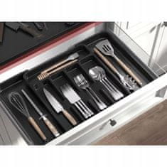 Ruhhy Podesivi organizator pribora za jelo za kuhinjsku ladicu do 44 cm crni
