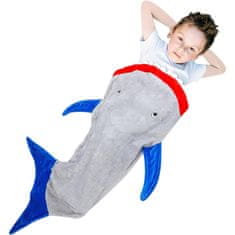 JOJOY® Plišana dječja deka s repom morskog psa, svjetleća mekana odeja 100x43 cm | MERMAIDREAM Morski pas