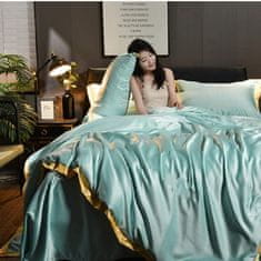 HOME & MARKER® Satenski poplun, svilenkasto mekan, prozračan, za sve sezone, 150x200 cm | SILKSTAR, zelena