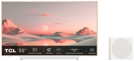 TCL 55A300 Pro 4K UHD QLED TV, NXVISION, Google TV + bežični 3.1.2 kanalni zvučnik