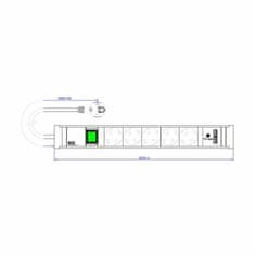 Bachmann razdjelnik za rack 5x220V Connect Line 2x USB A 2m