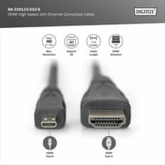 Digitus HDMI/D mikro kabel 1 m 4K crni AK-330115-010-S