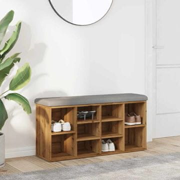 Vidaxl Klupa za cipele Artisan od hrastovine 102x32x50 cm lijepljeno drvo