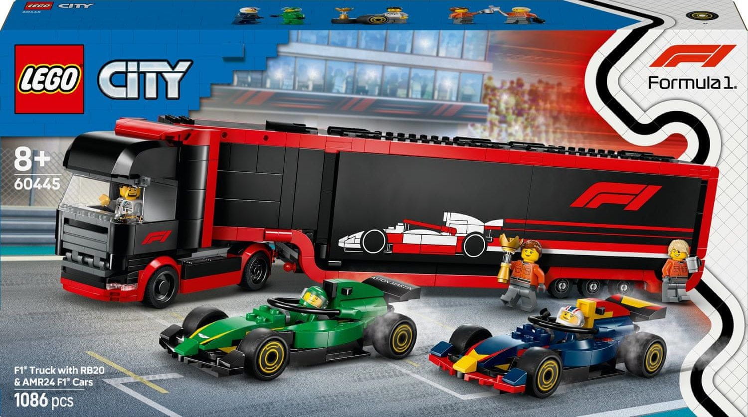 LEGO City 60445 F1 Kamion za F1 s autima RB20 i AMR24 za F1