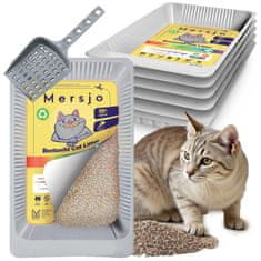 Mersjo 5x Jednokratna kutija za pijesak za mačke, bentonitni posip za mačke PH CONTROL s pladnjem 5x2,7l + 5x mjerica