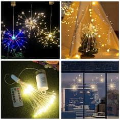 Netscroll LED vatromet dekoracija, 120 LED lampica na bakrenoj žici, 8 načina treperenja, daljinski upravljač, 10 razina svjetline, vodootporna za unutarnju i vanjsku uporabu, RomanticLights