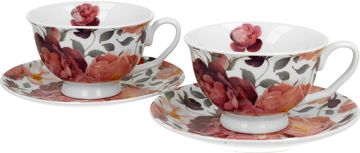 Duo Set 2 šalice + tanjurića Ruže, 250 ml porculan, poklon pakiranje, 4813