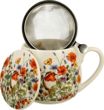 Duo Šalica+poklopac+cjedilo Cvijeće, 430 ml porculan, poklon pakiranje, 6580