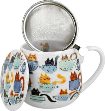 Duo Šalica+poklopac+cjedilo Mucki na čaju, 430 ml porculan, poklon pakiranje, 4034