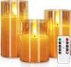 Netscroll Set od 3 LED svijeće bez plamena, topla žuta svjetlost, daljinsko upravljanje, podesiva jačina svjetla i timer, elegantne dekorativne svijeće za dom, zabave i blagdane FlickCandles