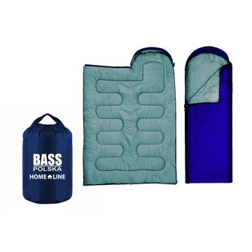 Bass Polska Vreća za spavanje s kapuljačom, 2-u-1 putna deka, plava
